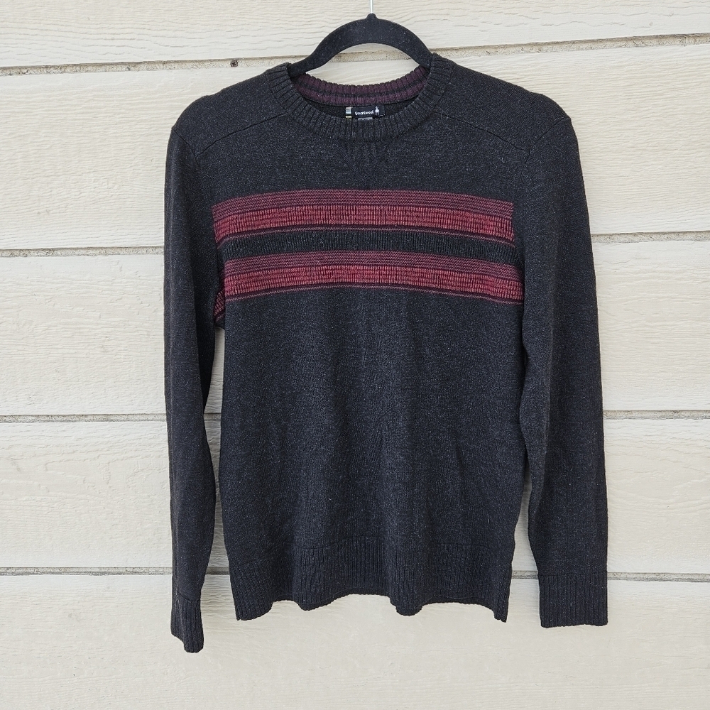 Smartwool dark gray sweater with red chest stripes small